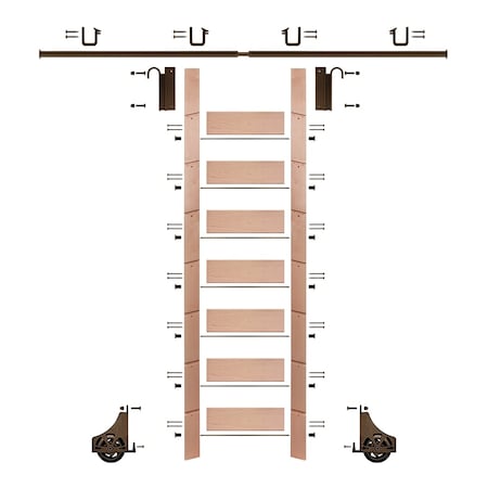 Meadow Lane Ladder 92 in. Pre-Finished Oak Bronze Hook with 8 ft. Rail Kit EG.300-92RO-08.07-PF